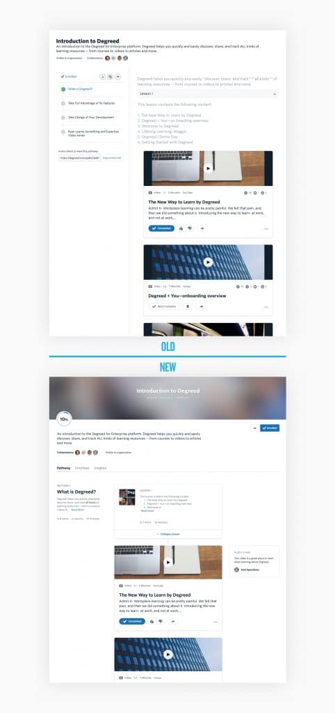 old vs new pathway degreed