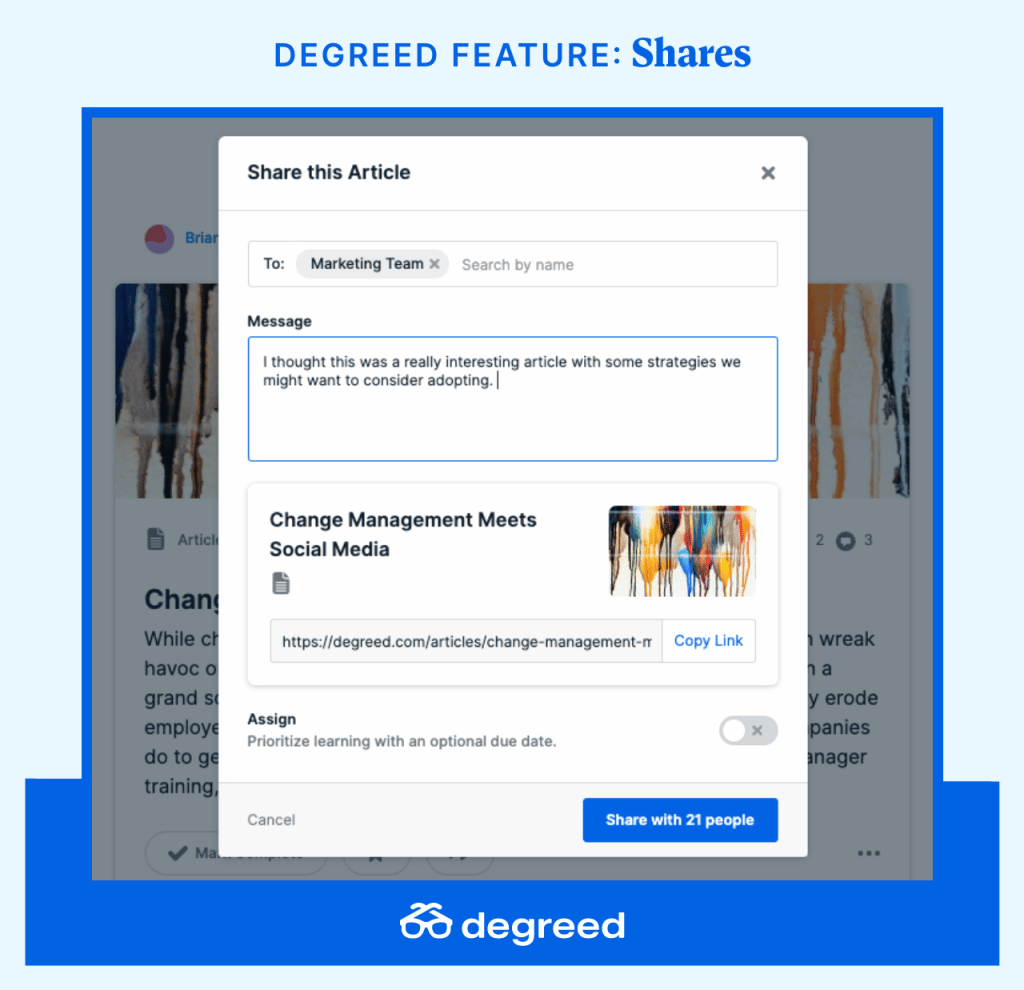 Degreed Features sharing