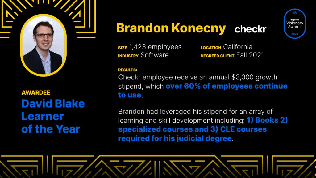 Degreed Gold Winner Learner of the Year Brandon Konecny at Checkr